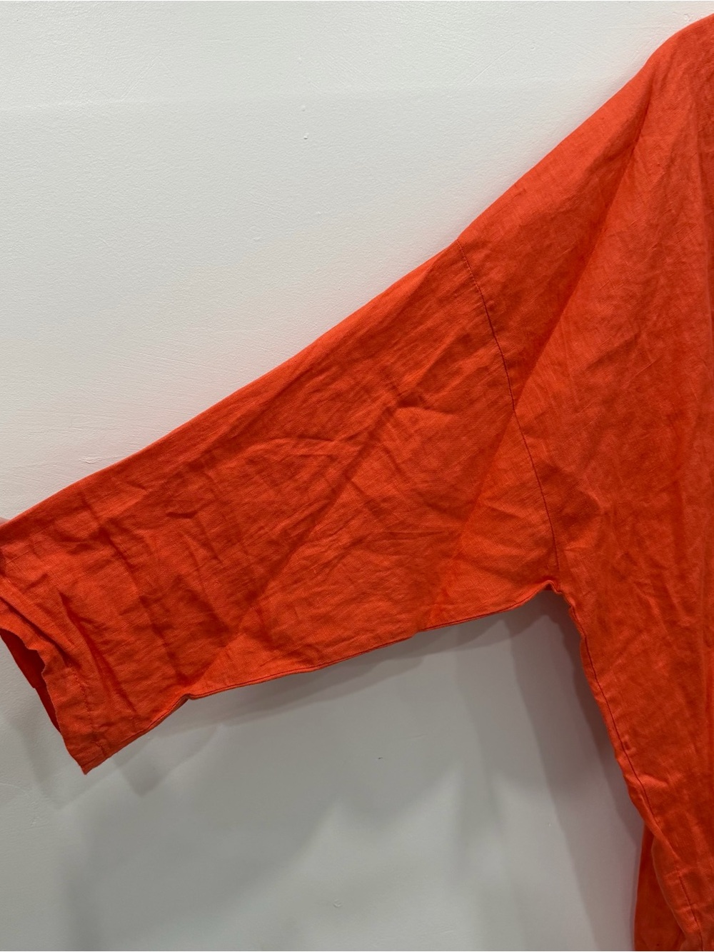 Planet by Lauren G Linen Handkerchief Blouse Buttondown Orange One Size - Picture 4 of 9